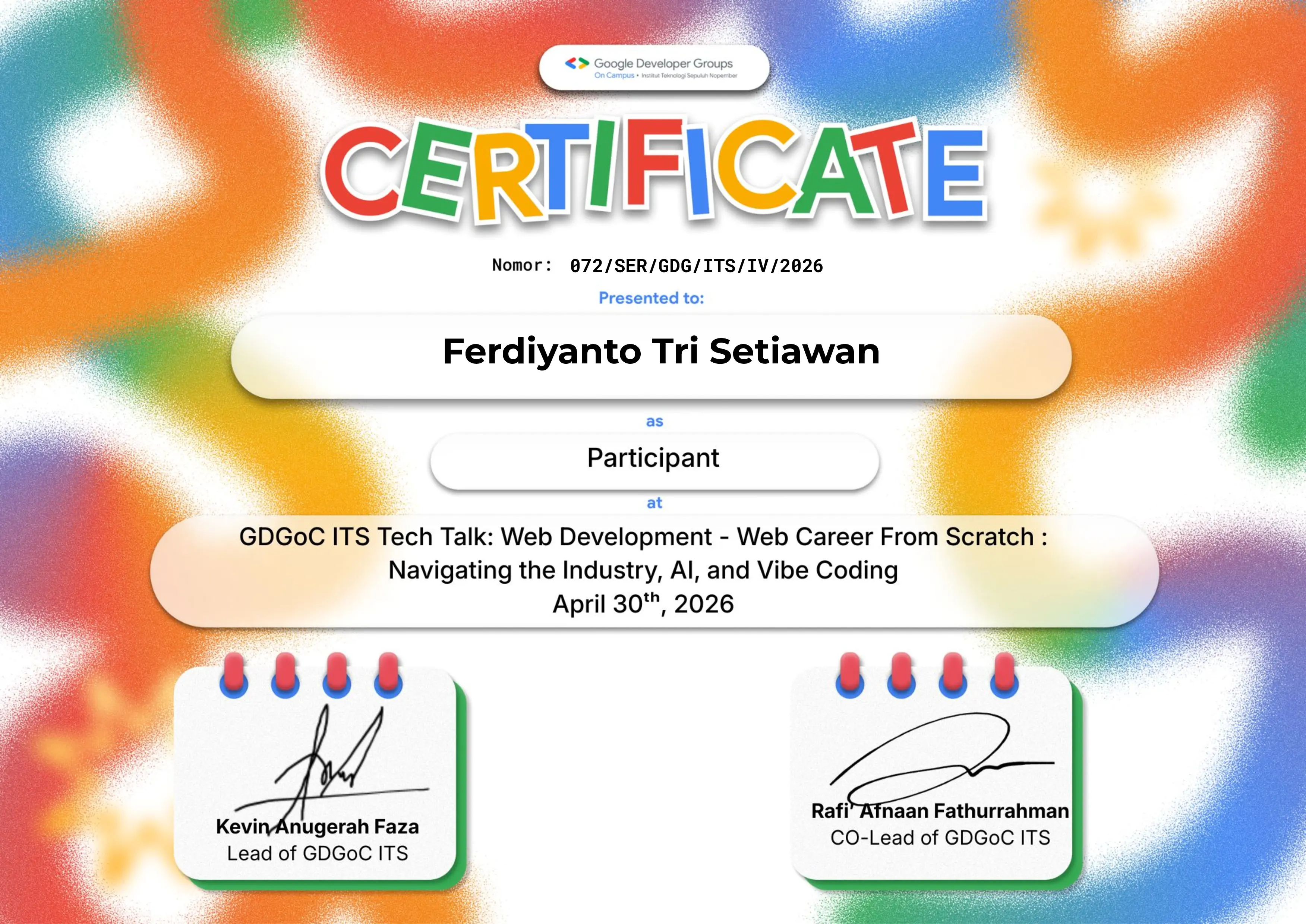 GDGOC Web Certificate